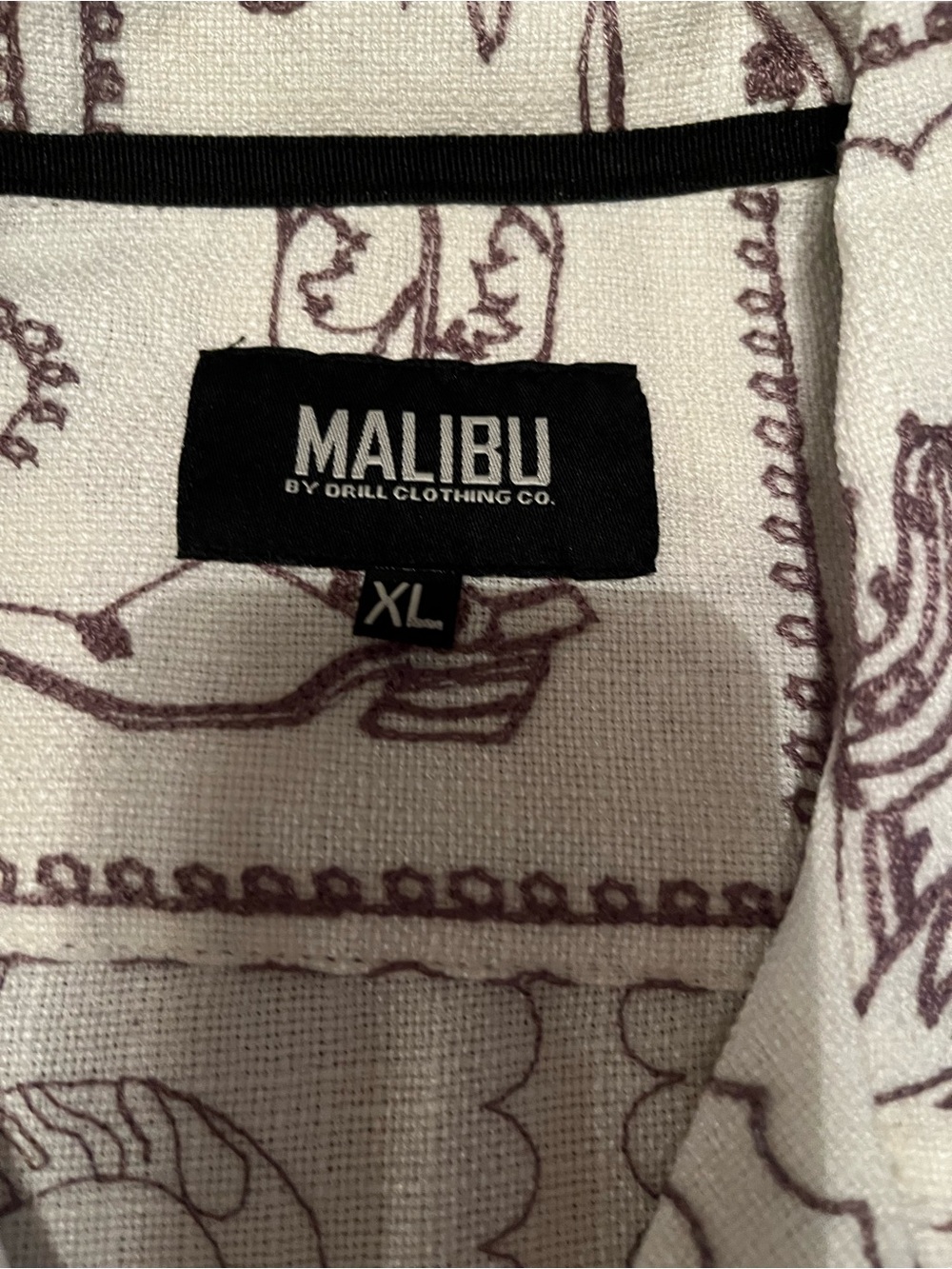 Malibu Cream Camp Shirt with Brown Western Stamp Embroidery - Picture 3 of 4